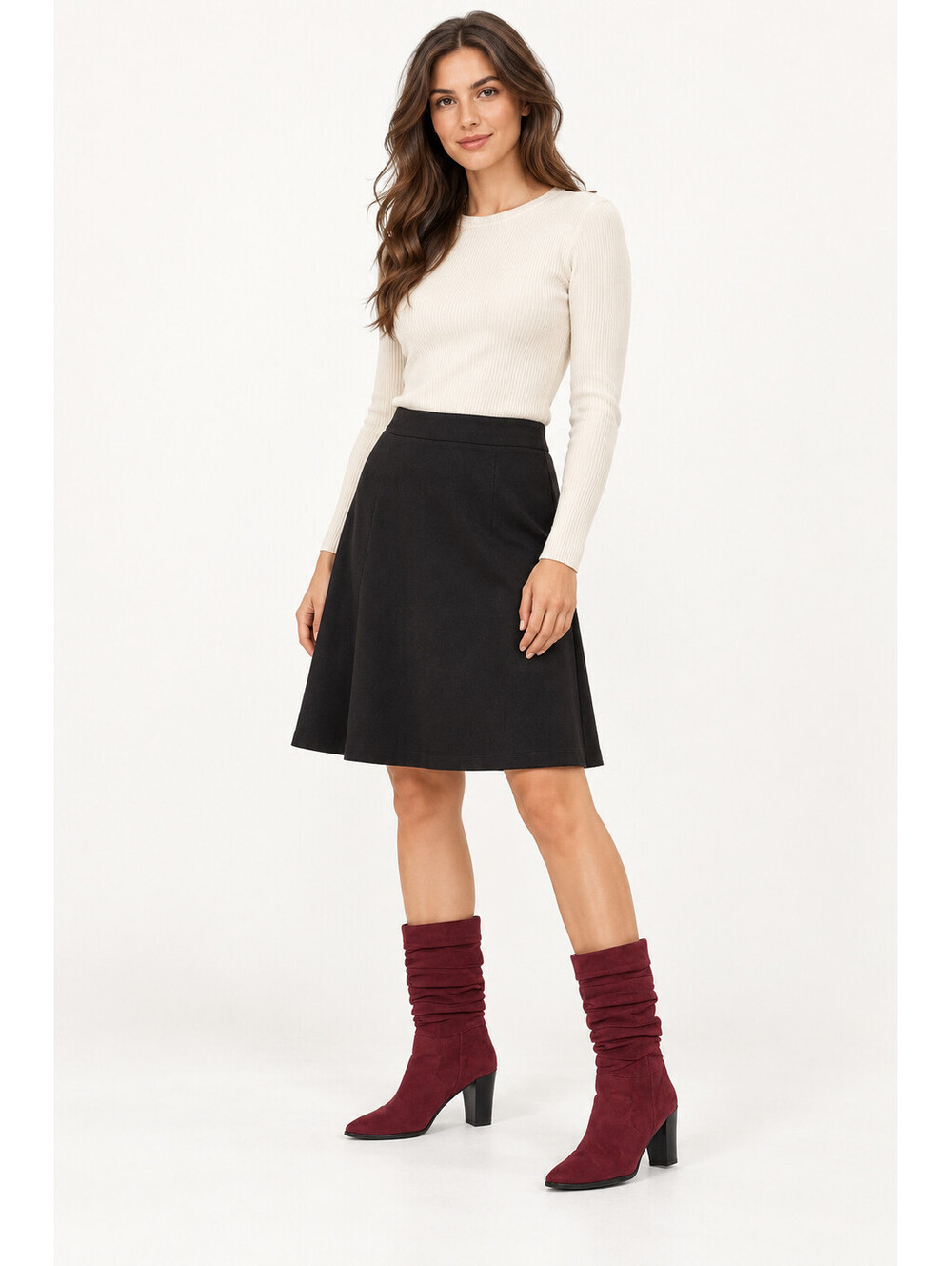Worthington Womens Size 6M Burgundy Suede Slouch Boots Pointed Toe Block Heel